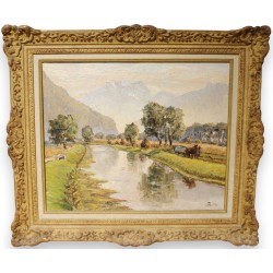 Tableau \"Le Rhône\" signé BRILO