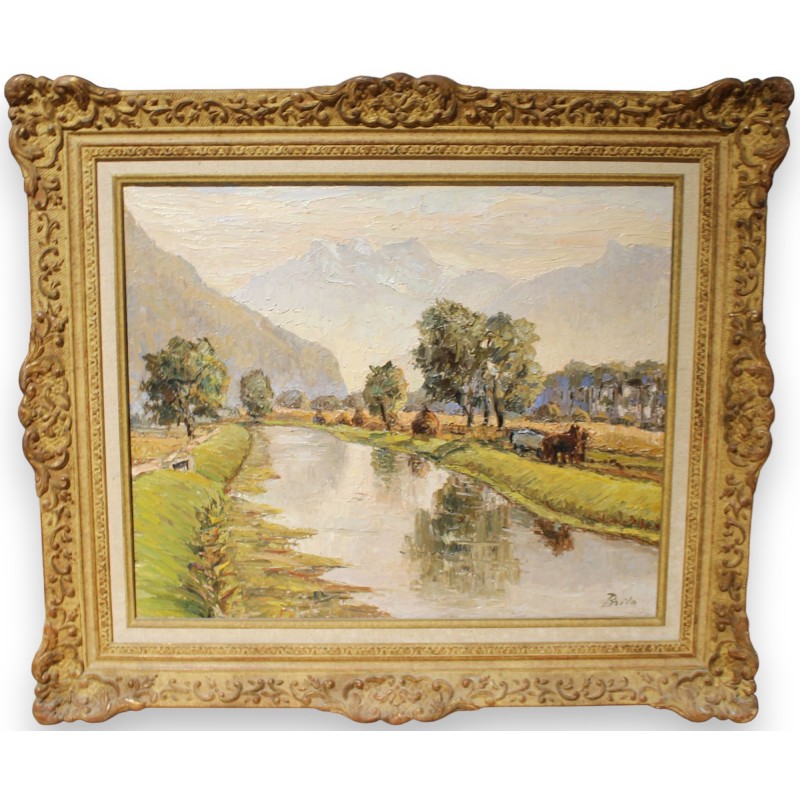 Tableau \"Le Rhône\" signé BRILO