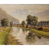 Tableau \"Le Rhône\" signé BRILO