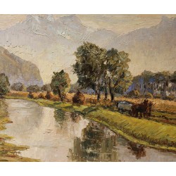 Tableau \"Le Rhône\" signé BRILO