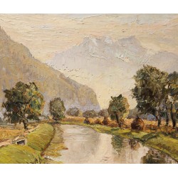 Tableau \"Le Rhône\" signé BRILO