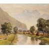 Tableau \"Le Rhône\" signé BRILO