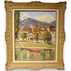 Tableau \"Village\" signé BRILO