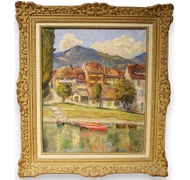 Tableau "Village" signé BRILO