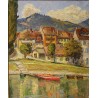 Tableau \"Village\" signé BRILO
