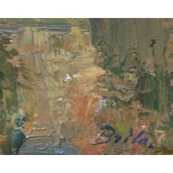 Tableau \"Village\" signé BRILO