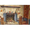 Tableau \"Scène d\'intérieur\" signé A. SCHULTHESS