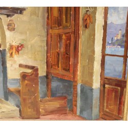 Tableau \"Scène d\'intérieur\" signé A. SCHULTHESS