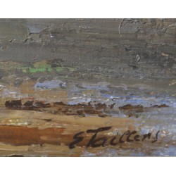 Tableau \"Bord du lac\" signé E. TAILLENS