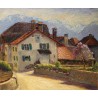 Tableau \"Village du Lavaux\" signé BRILO