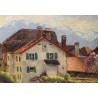 Tableau \"Village du Lavaux\" signé BRILO