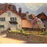 Tableau \"Village du Lavaux\" signé BRILO