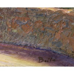 Tableau \"Village du Lavaux\" signé BRILO