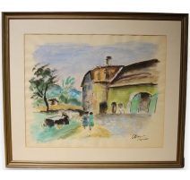 Aquarelle "Begnins" signée CLÉMENT