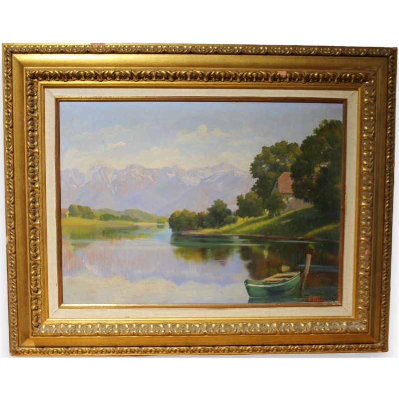 Tableau \"Villeneuve\" signé A. PONCI