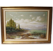 Tableau "Lac de Morat" signé J. KEISER