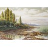 Tableau \"Lac de Morat\" signé J. KEISER