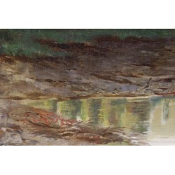 Tableau \"Lac de Morat\" signé J. KEISER