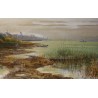 Tableau \"Lac de Morat\" signé J. KEISER