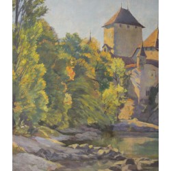 Tableau \"Château de Chillon\" non signé