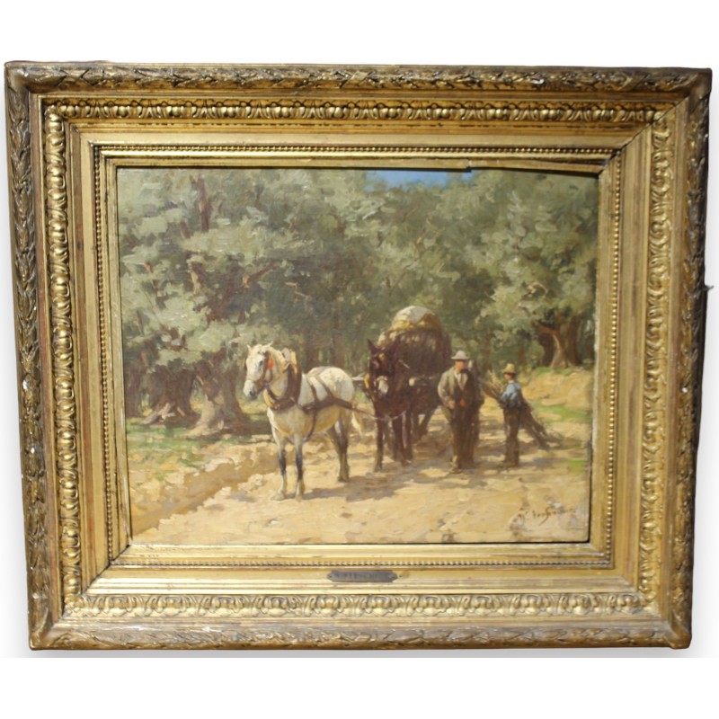 Tableau \"Attelage\" signé W. VERSCHUUR