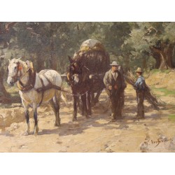 Tableau \"Attelage\" signé W. VERSCHUUR