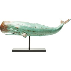 Baleine en résine sur une base en métal noir
