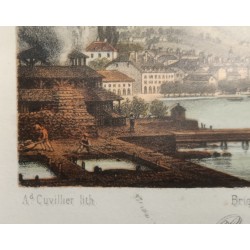 Gravure "Rolle - lac de Genève"  sur Moinat SA  - Antiquités décoration -  Gravures, Lithos