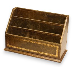 Porte lettres à 3 casiers en cuir vert
