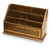 Porte lettres à 3 casiers en cuir vert