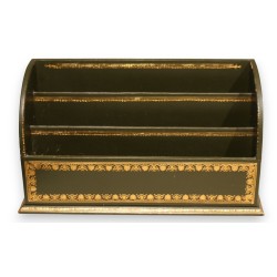 Porte lettres à 3 casiers en cuir vert