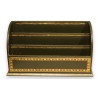 Green leather letter tray with 3 compartments