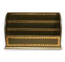 Porte lettres à 3 casiers en cuir vert