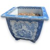 Cache-pot carré en porcelaine bleu-blanc (abimé)