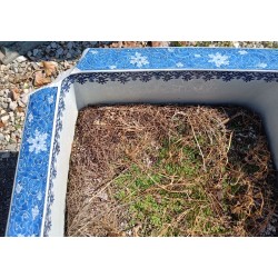 Cache-pot carré en porcelaine bleu-blanc (abimé)