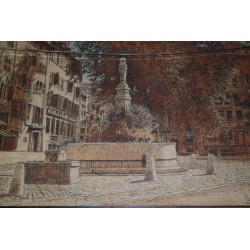 Aquarelle "Fontaine du Bourg de Four,  sur Moinat SA  - Antiquités décoration -  Gouaches, Aquarelles, Pastels