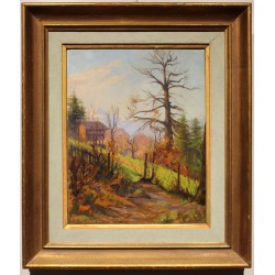 Tableau \"Chemin de montagnes\" signé C. PARISOD 24