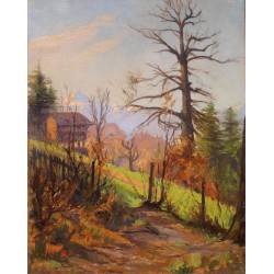 Tableau \"Chemin de montagnes\" signé C. PARISOD 24