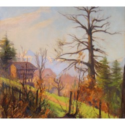 Tableau \"Chemin de montagnes\" signé C. PARISOD 24