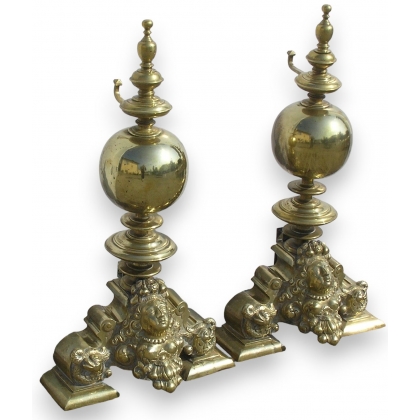 Pair of Baroque andirons.
