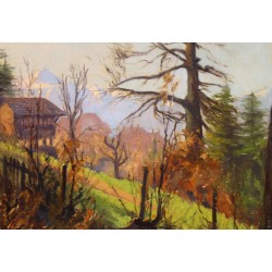 Tableau \"Chemin de montagnes\" signé C. PARISOD 24