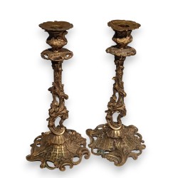 Pair of single-candle Napoleon III candlesticks
