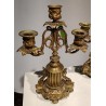 Pair of Napoleon III three-candle candlesticks