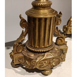 Pair of Napoleon III three-candle candlesticks