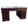 9-drawer partner desk with a brown leather top