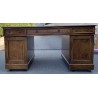 9-drawer partner desk with a brown leather top