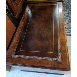 9-drawer partner desk with a brown leather top