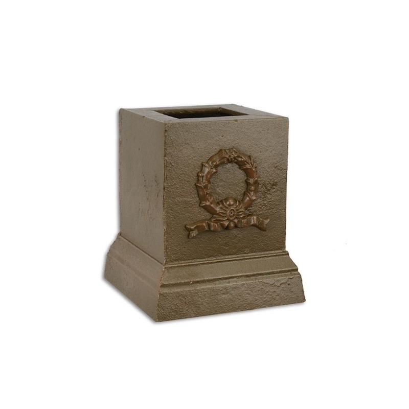 Socle carré en fonte brune "Couronne de lauriers"