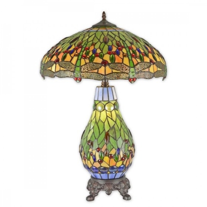 Lampe style Tiffany décor Libellules verte