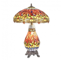 Lampe style Tiffany décor Libellules rouge